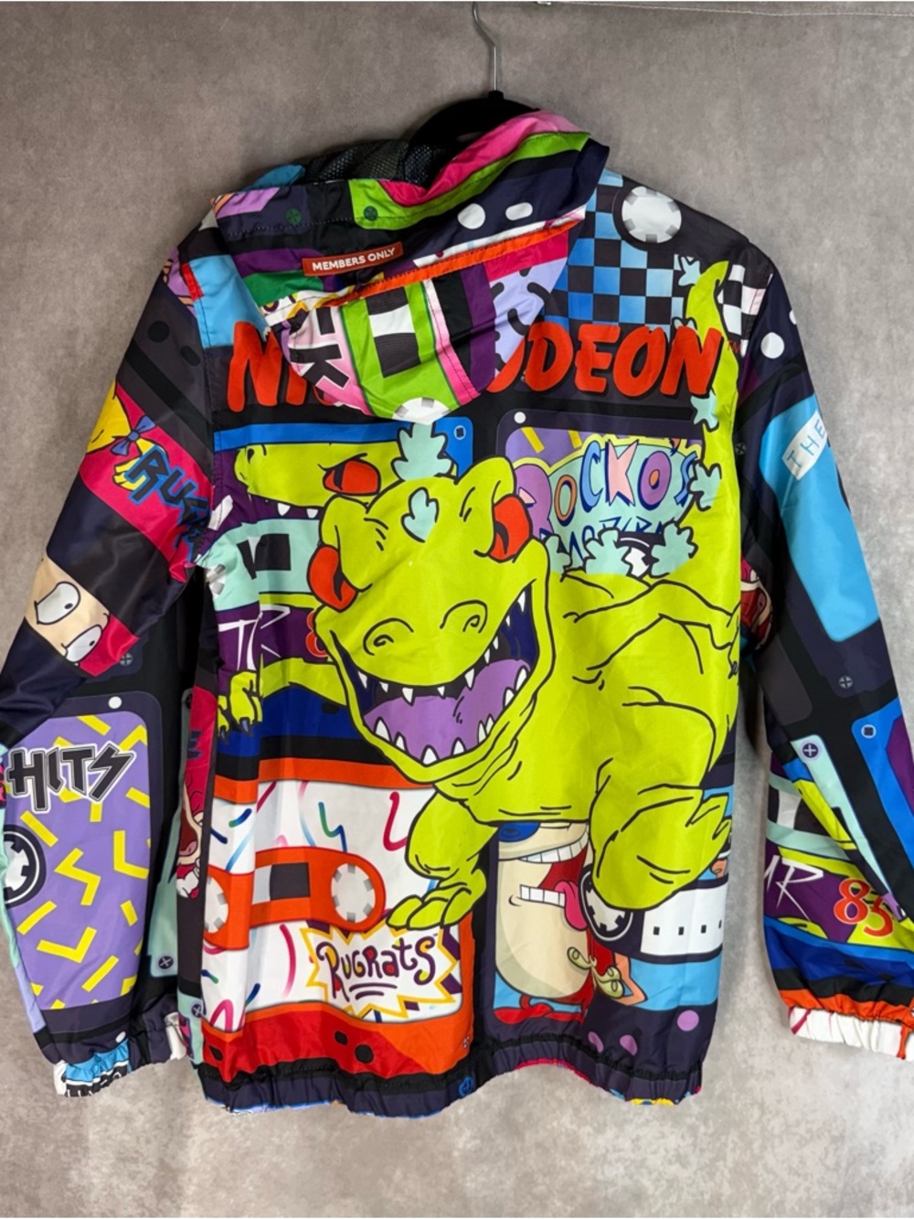 Members Only x Nickelodeon Ren Stimpy Rugrats All Over Print Jacket Men's Sz S - Picture 5 of 6
